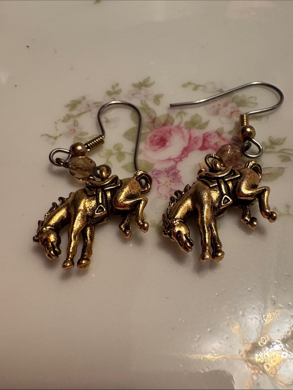 Gold Horse Charm Dangle Earrings - Women Jewelry